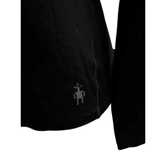 Women L Smartwool Black Merino Wool Base Layer Top Shirt Long Sleeved Crewneck - Picture 3 of 7